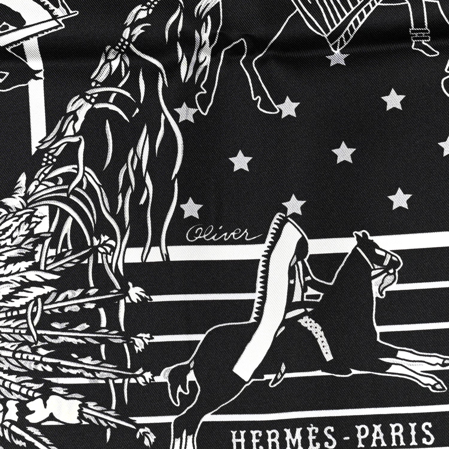 Hermes Silk Double Face Pani La Shar Pawnee Scarf 90 Black Marine 7 of 10