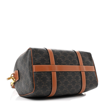 Celine Triomphe Canvas Calfskin Boston Bag Tan 4 of 11