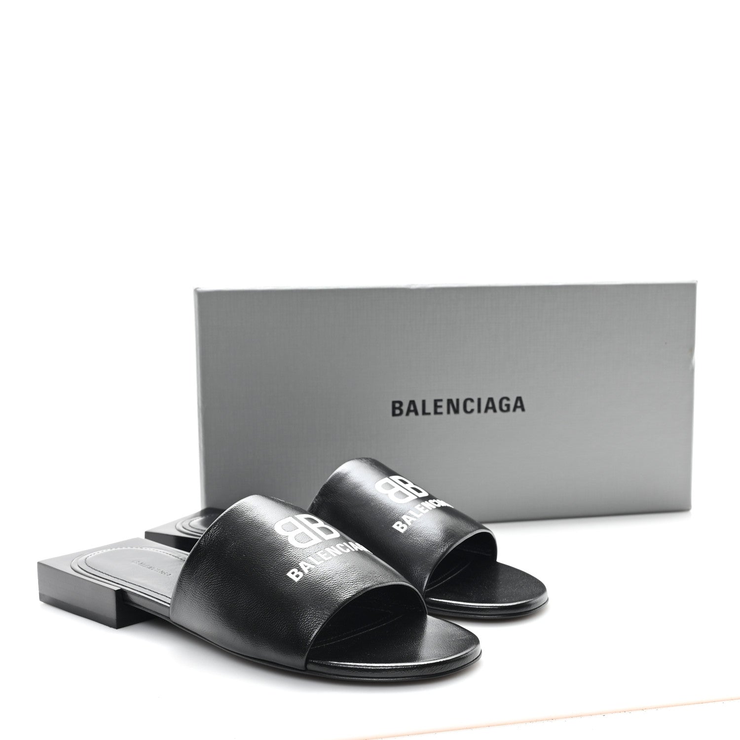 Balenciaga Nappa Soft Box Flat Sandals 36 Black White 10 of 10