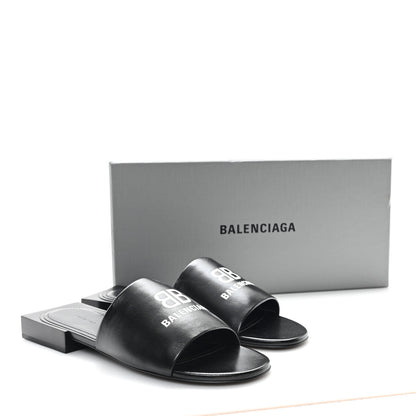 Balenciaga Nappa Soft Box Flat Sandals 36 Black White 10 of 10