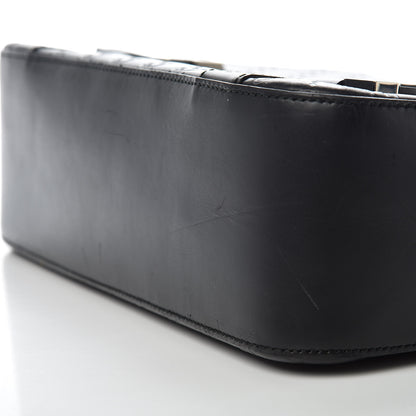 Gucci Guccissima Signature Medium Double Buckle Flap Messenger Bag Black 8 of 26