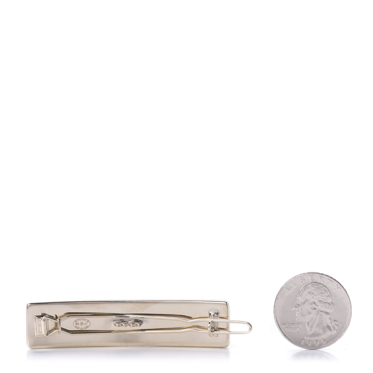Chanel Metal Crystal Logo Hair Clip Gold 2 of 5