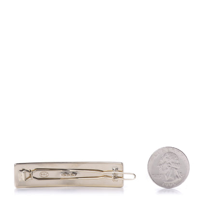 Chanel Metal Crystal Logo Hair Clip Gold 2 of 5