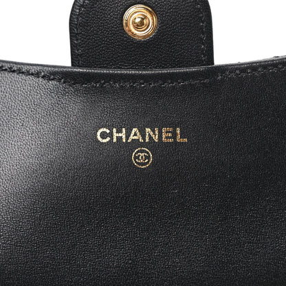 Chanel Lambskin Quilted Flap Card Holder Wallet Black 6 of 8