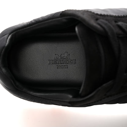 Hermes Parachute Fabric Suede Goatskin Bouncing Sneakers 37 Black 7 of 18