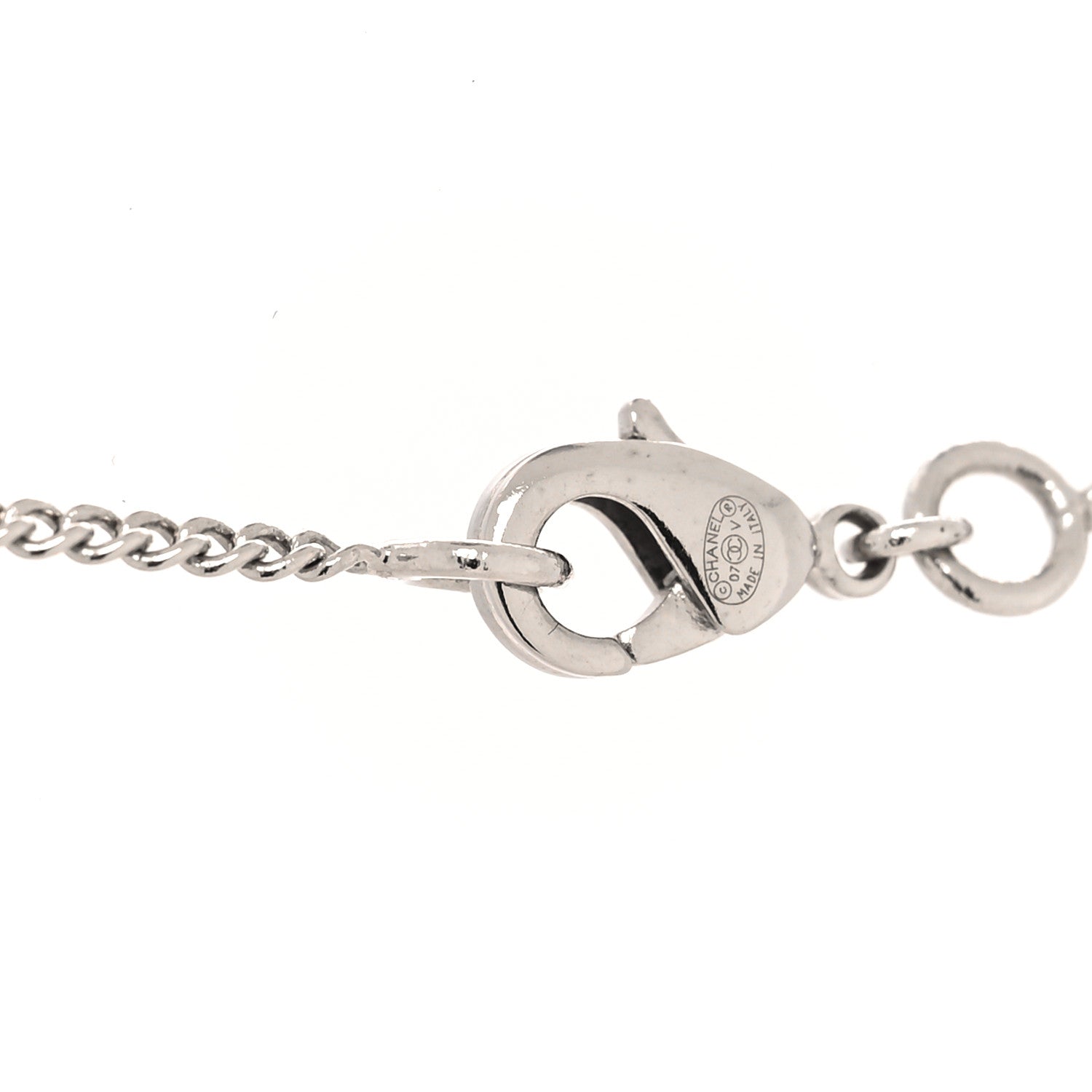 Chanel Crystal CC Pendant Necklace Silver 4 of 5