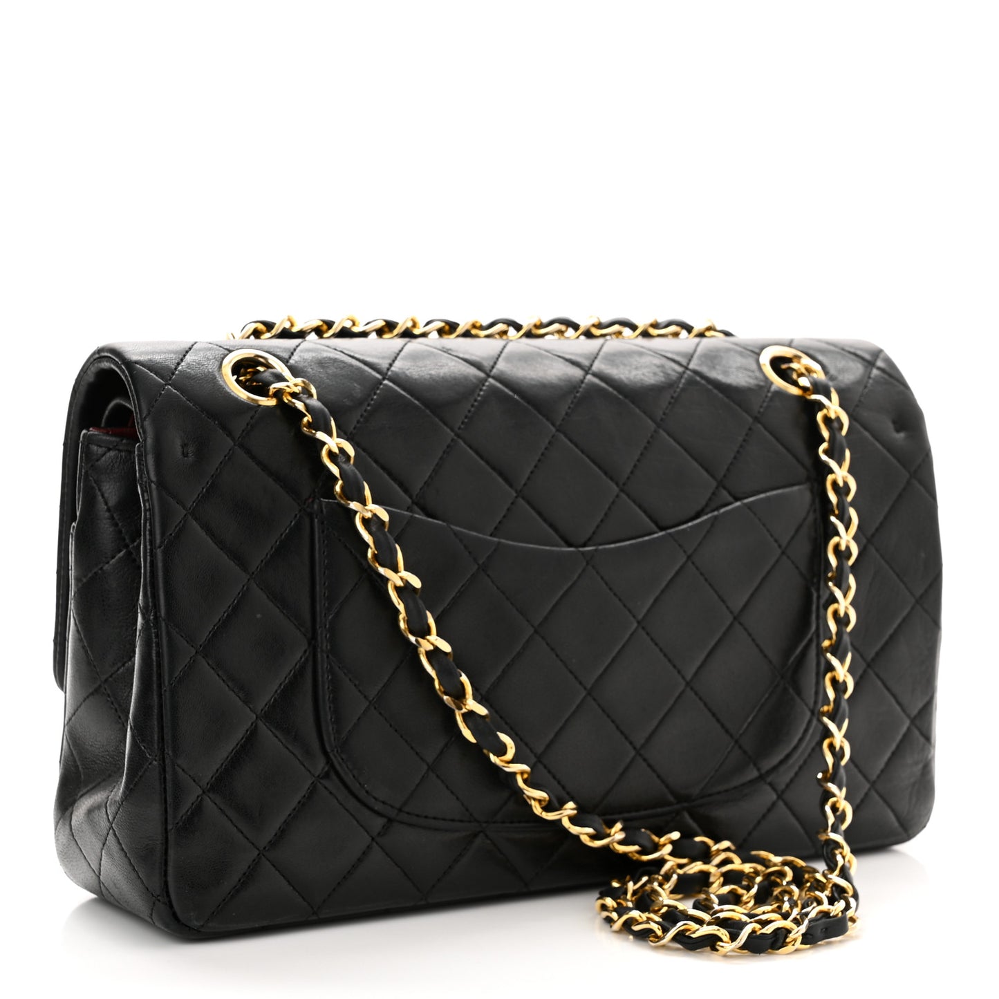 Lambskin Quilted Medium Double Flap Black