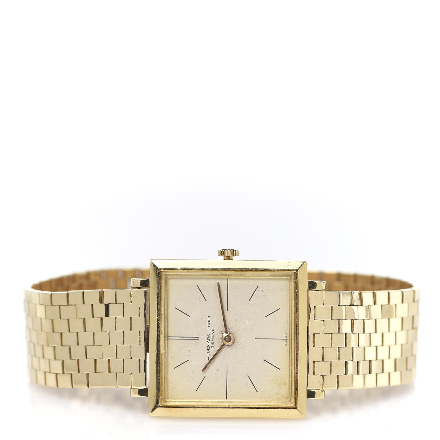 18K Yellow Gold 25mm Classique Square Manual Winding Watch Beige 6290