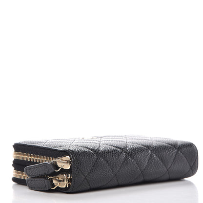 Chanel Caviar Quilted Large Gusset Double Zip Around Wallet Black 4 of 10