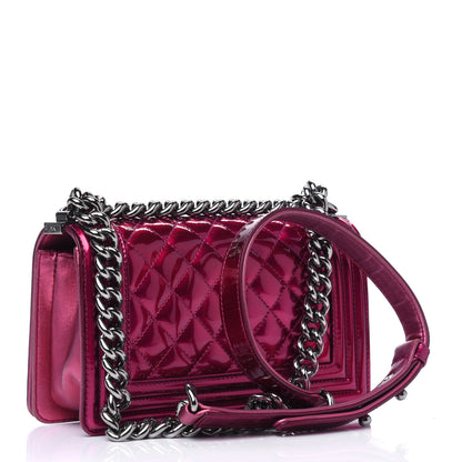 Chanel Metallic Patent Calfskin Quilted Small Boy Flap Pink 2 of 6