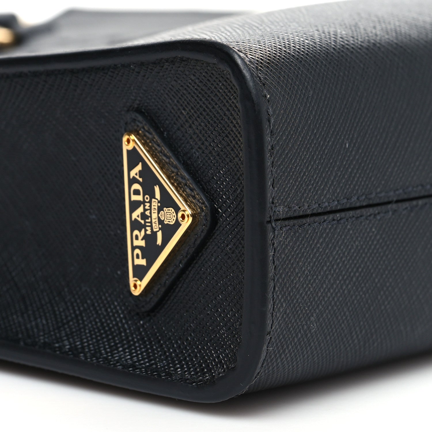Prada Saffiano Lux Embossed Logo Mini Shoulder Bag Black 9 of 11
