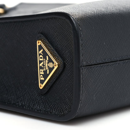 Prada Saffiano Lux Embossed Logo Mini Shoulder Bag Black 9 of 11