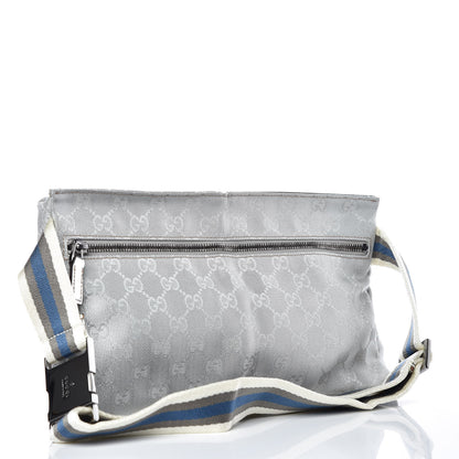Gucci GG Monogram Web Double Pocket Belt Bag Silver 3 of 10