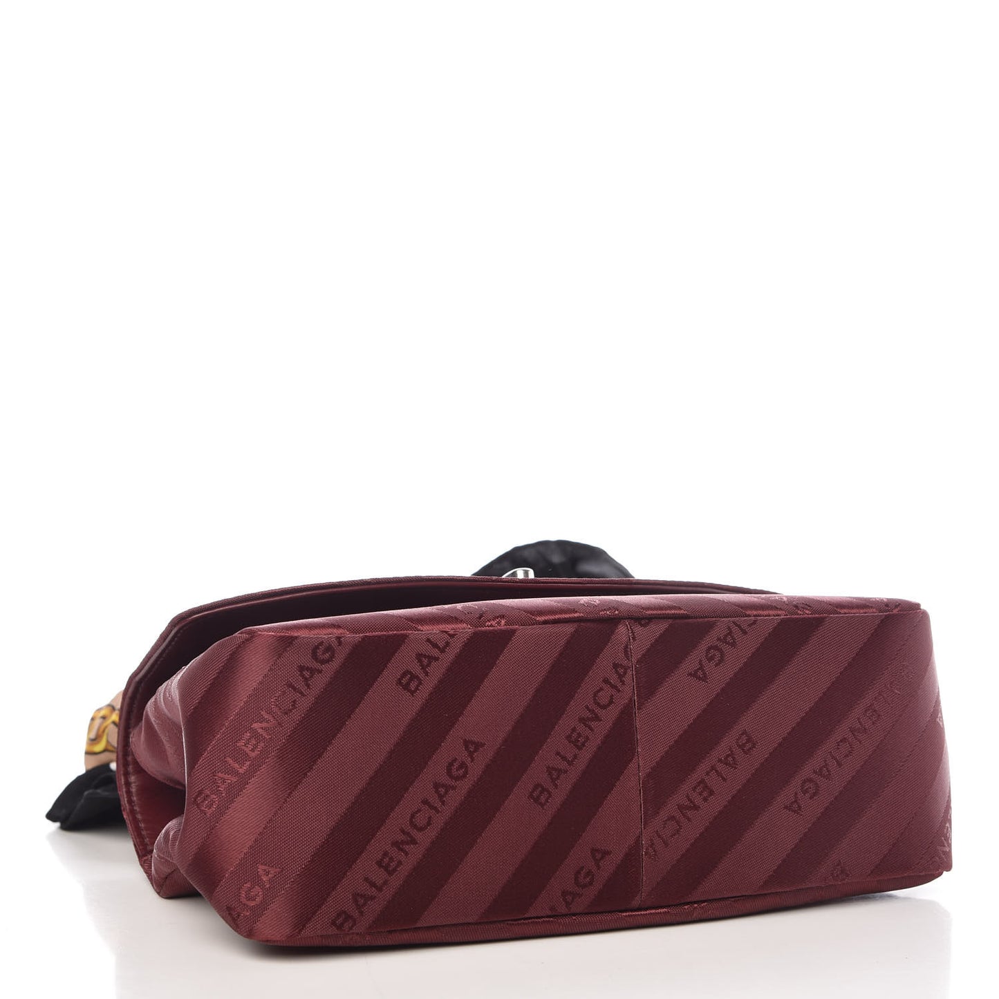 Nylon Jacquard Diagonal Logo Small Scarf Lock Chain Shoulder Bag Rouge Bordeaux Black Beige