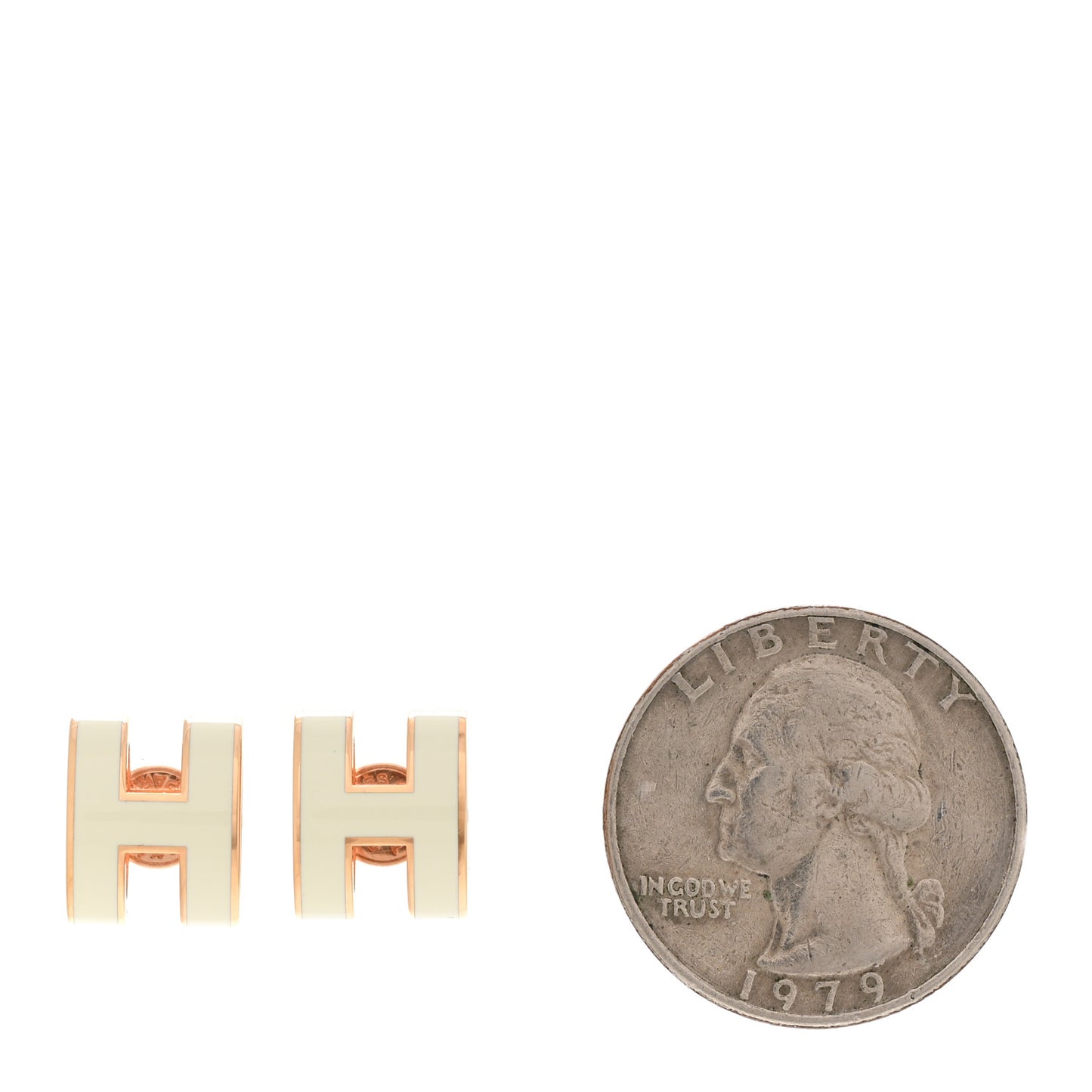 Rose Gold Lacquered Mini Pop H Earrings White