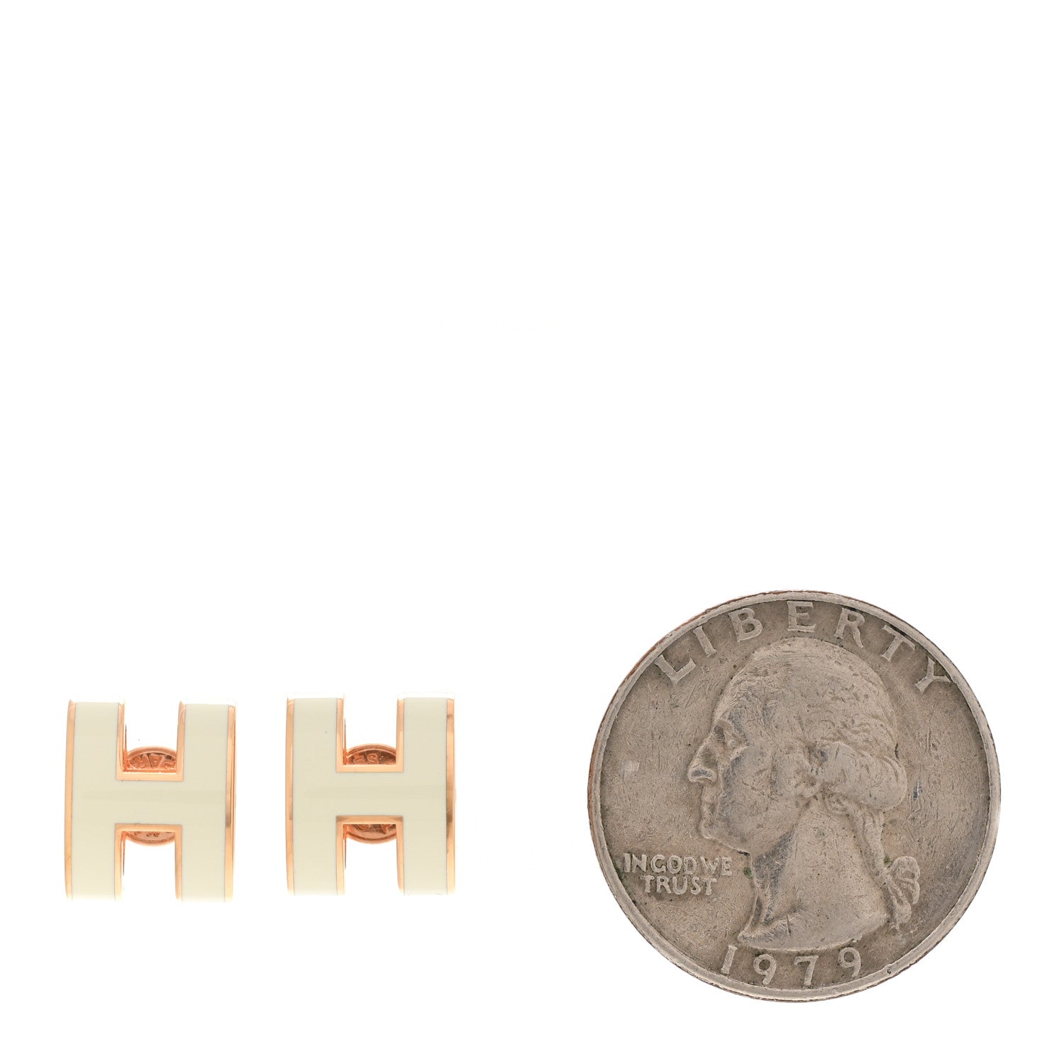 Hermes Rose Gold Lacquered Mini Pop H Earrings White 2 of 6