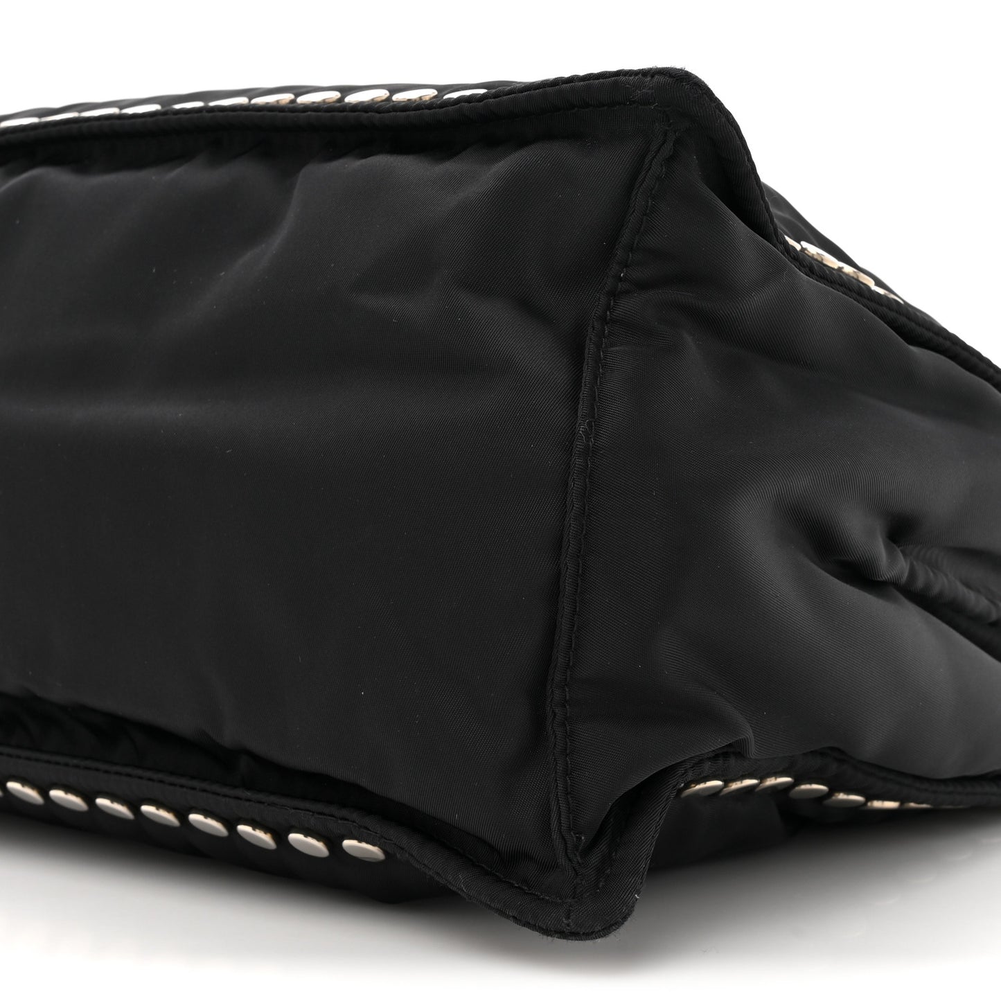 Tessuto Nylon Small Etiquette Studded Tote Black Astrale
