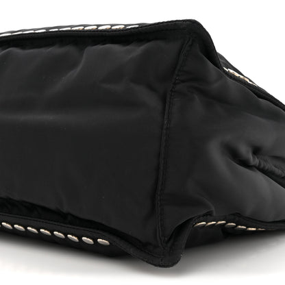 Prada Tessuto Nylon Small Etiquette Studded Tote Black Astrale 9 of 13