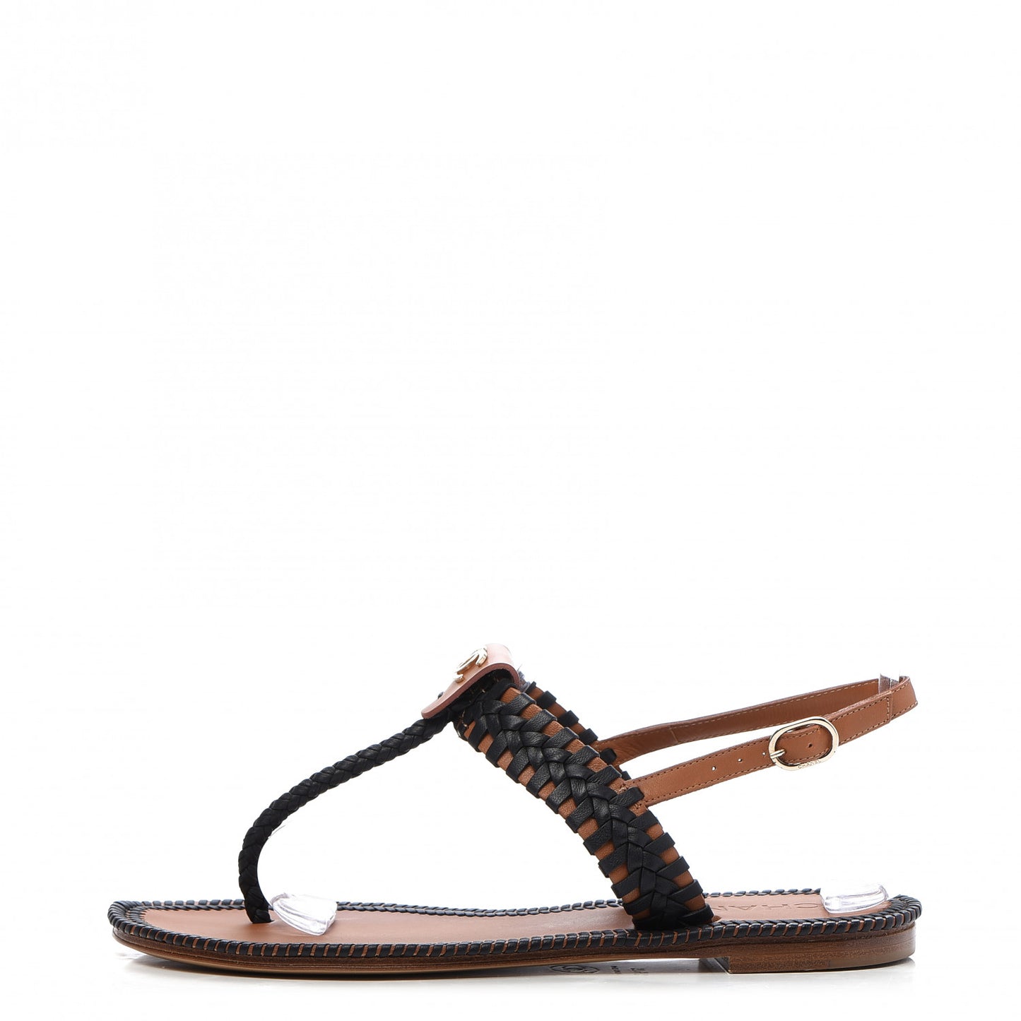 Lambskin Calfskin Braided Thong Sandals Black Brown