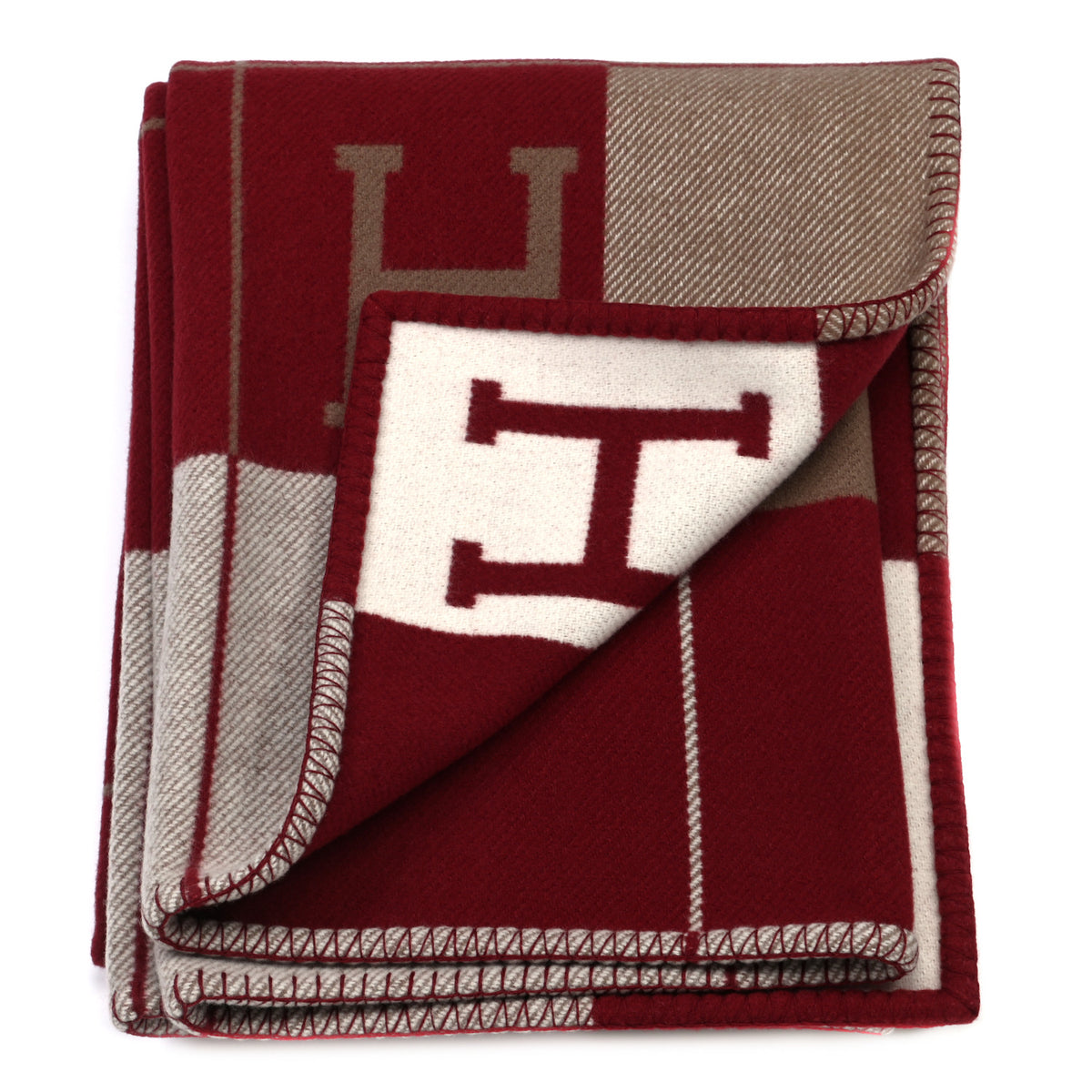Wool Cashmere Avalon III Blanket Ecru Rouge H