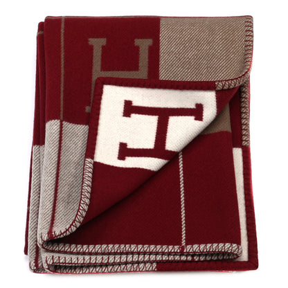 Hermes Wool Cashmere Avalon III Blanket Ecru Rouge H 2 of 3
