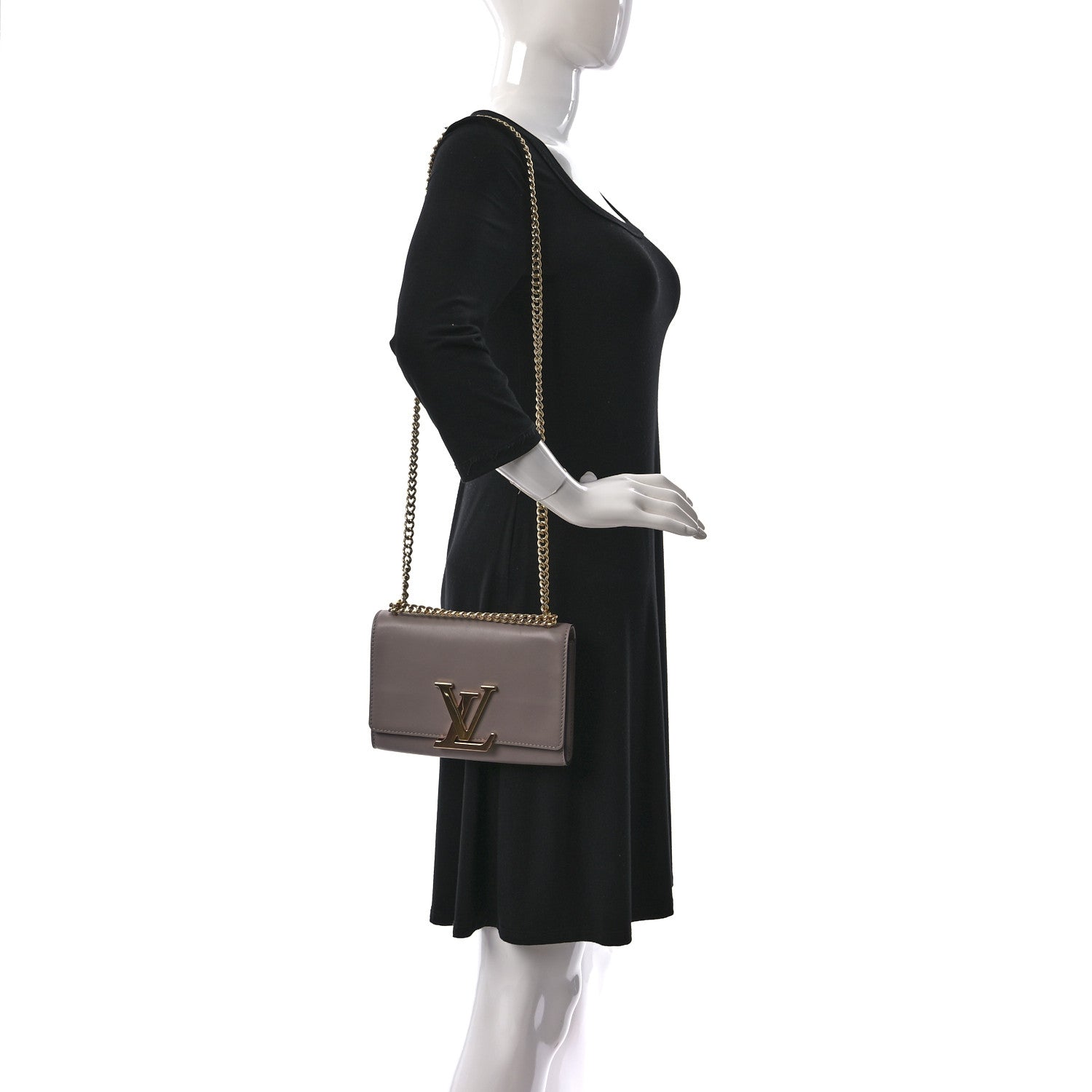 Louis Vuitton Calfskin Chain Louise MM Mastic 2 of 8