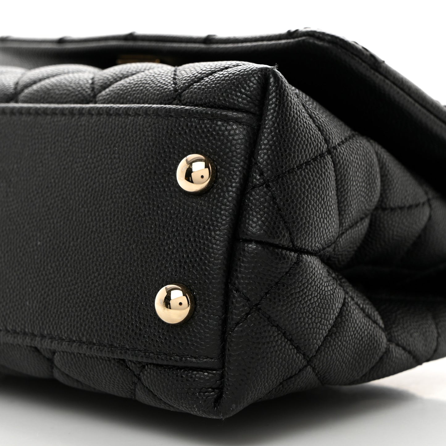 Caviar Lizard Embossed Quilted Extra Mini Coco Handle Flap Black