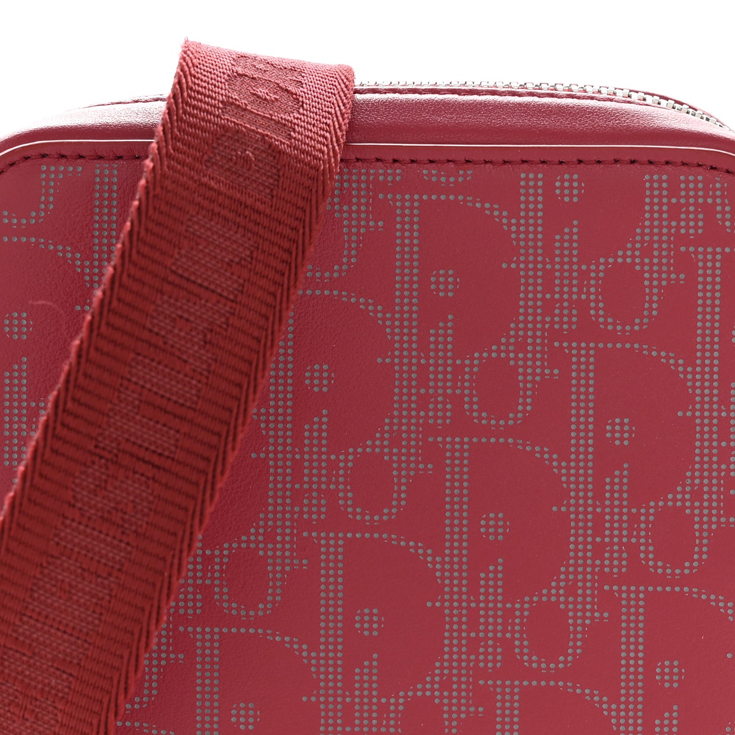 Calfskin Oblique Galaxy Perforated World Tour Messenger Pouch Red White