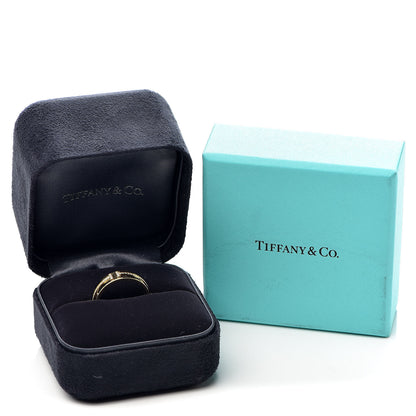 Tiffany 18K Yellow Gold Diamond Wide T Two Ring 54 7 4 of 4