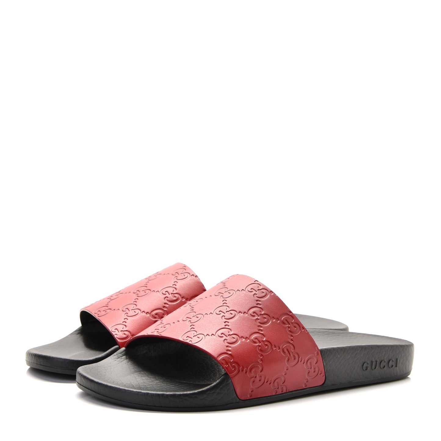 Guccissima Signature Womens Slide Sandals 40 Hibiscus Red