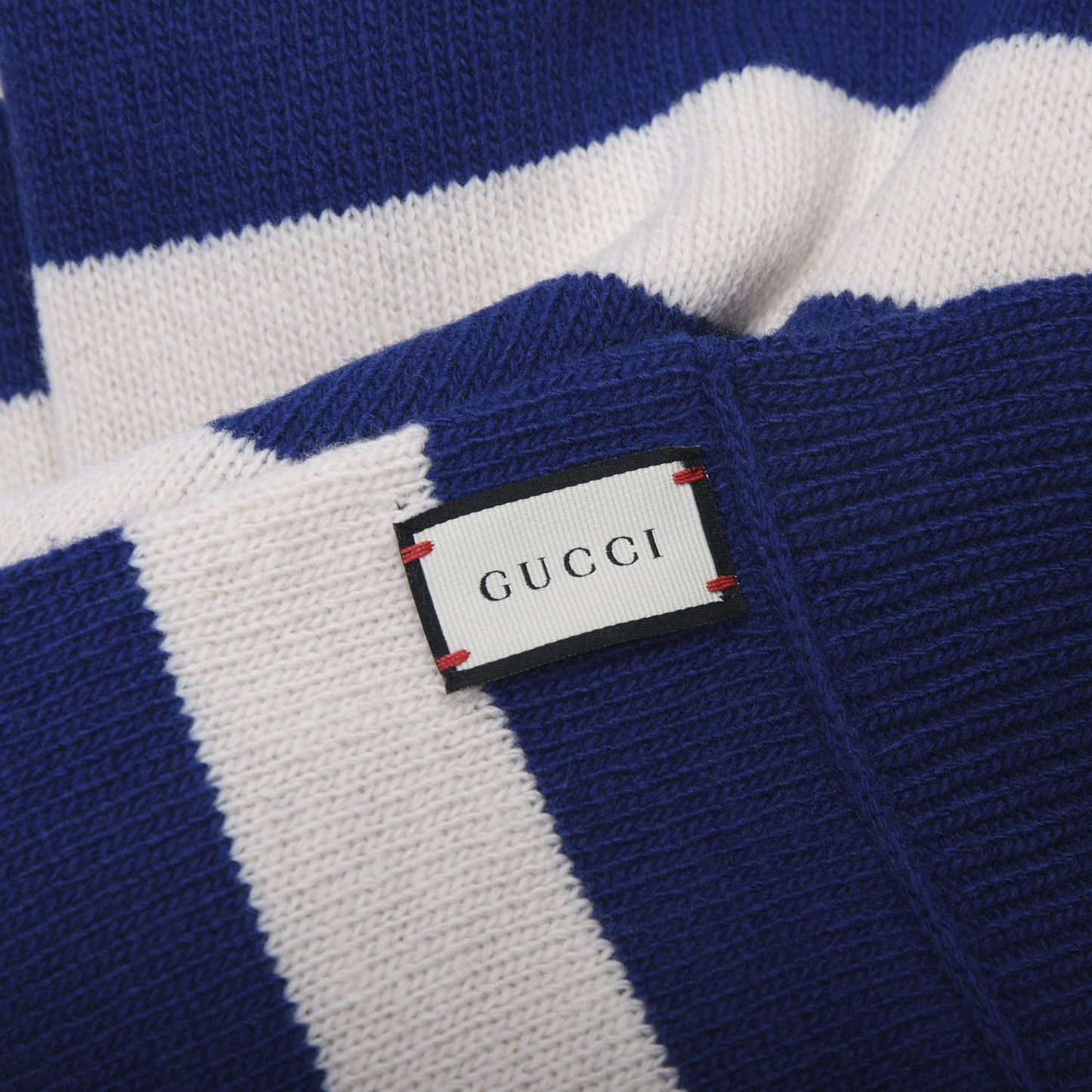 Wool Tricot Striped Tiger Scarf Sapphire Ivory