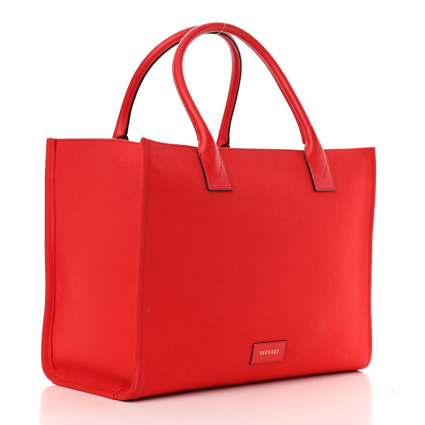 Canvas Suppler Calfskin Cabas GV Signature Tote Red