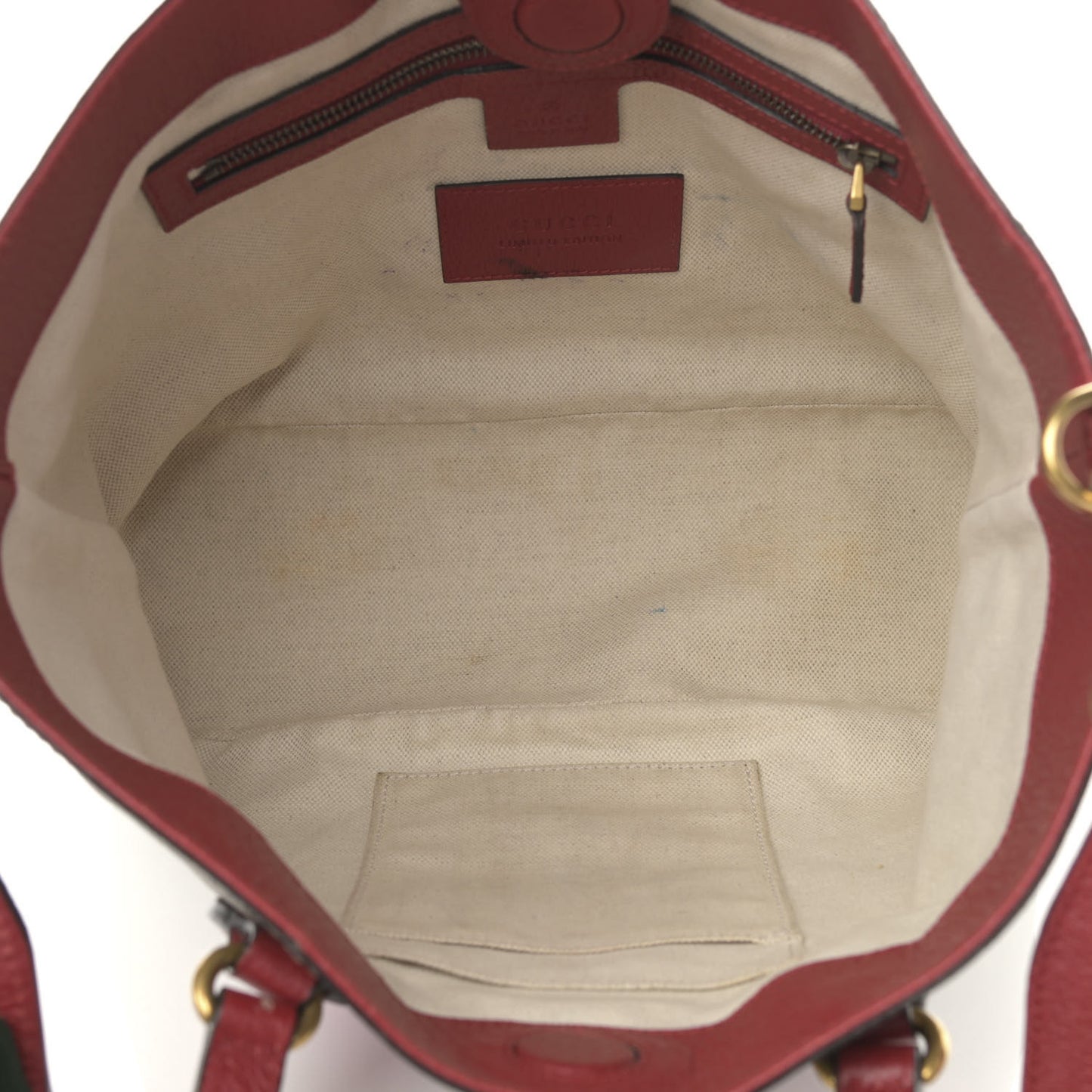 Soft GG Supreme Monogram Web Bosco Patch Small Crossbody Tote Beige Malva Hibiscus Red