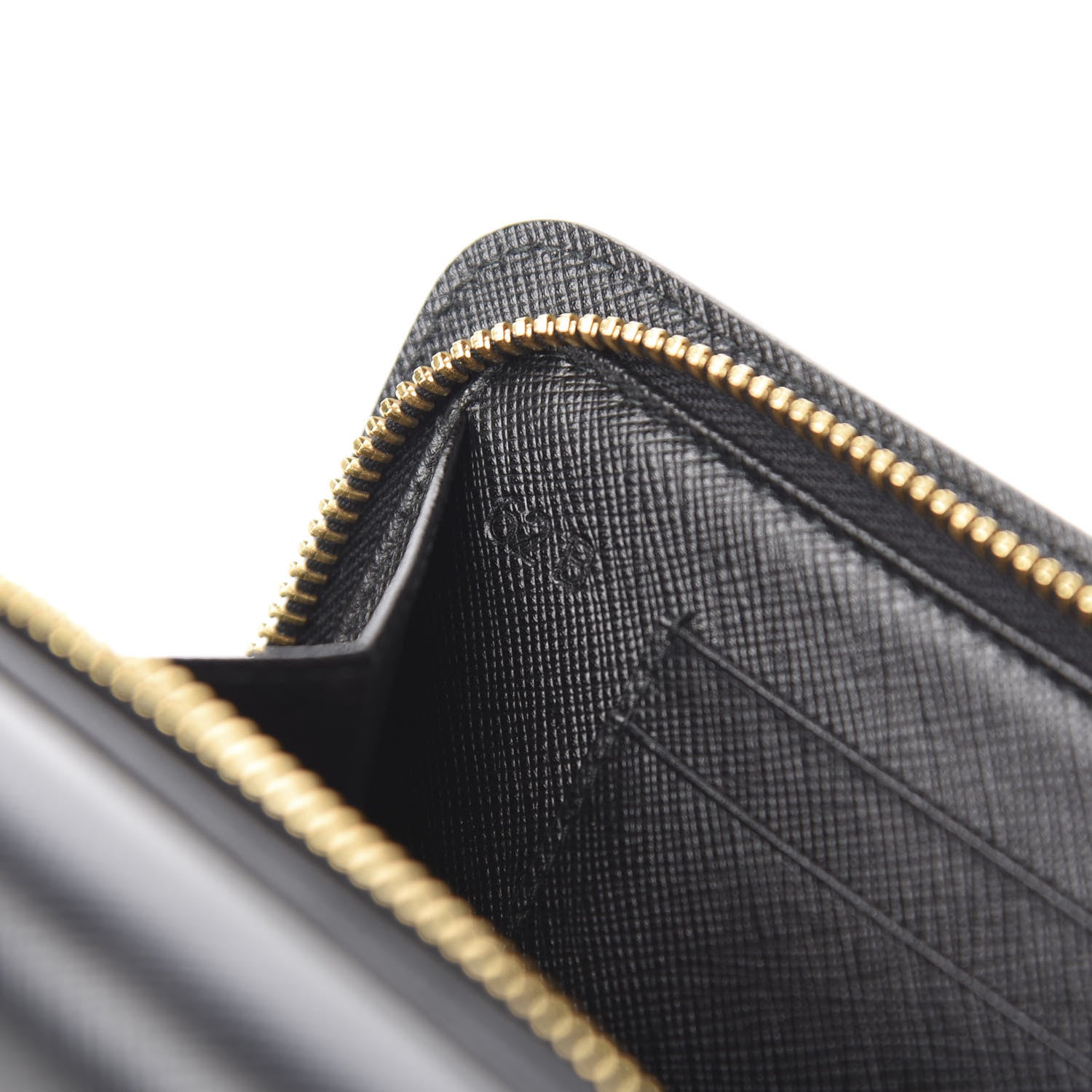 Prada Saffiano Metal Oro Chain Wallet Black 9 of 11