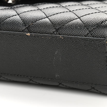 Saint Laurent Grain De Poudre Textured Mixed Matelasse Triquilt Medium Monogram Satchel Black 11 of 12