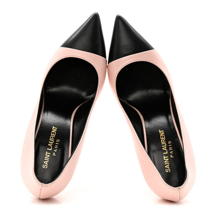 Saint Laurent Calfskin Bi-Color Cap Toe 85 Pumps 36 Rose Pale 2 of 12