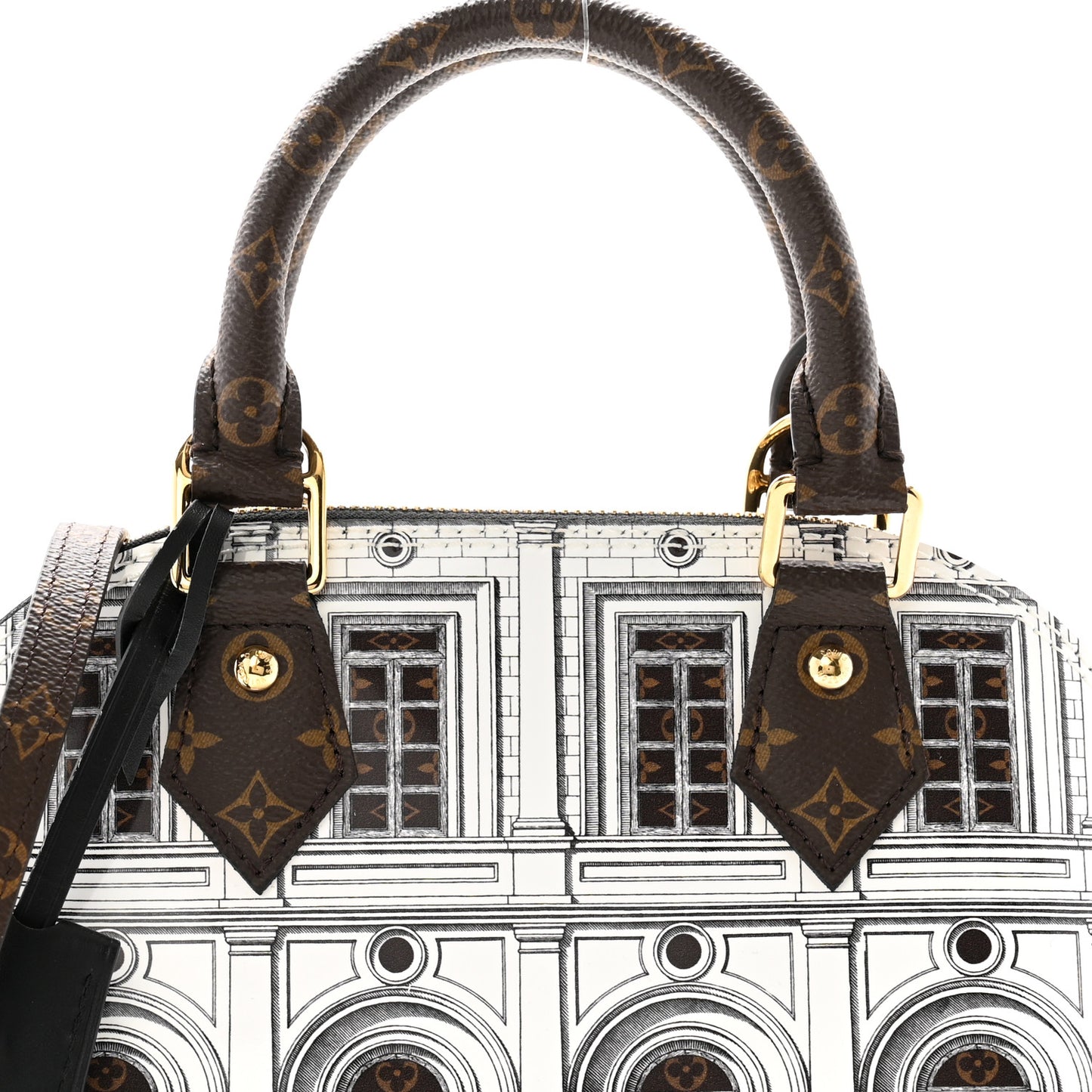 X FORNASETTI Calfskin Architettura Alma BB Black White