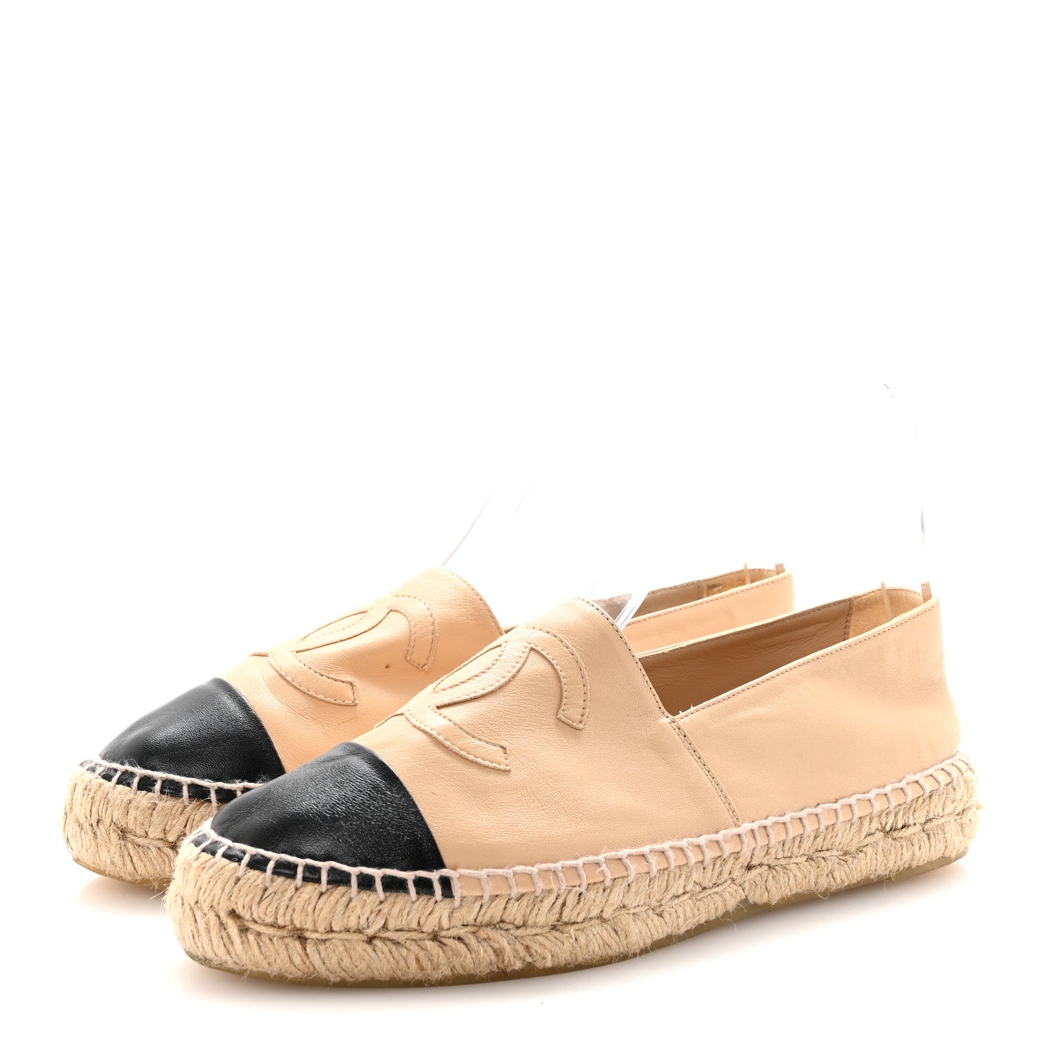 Chanel Lambskin CC Espadrilles 39 Beige Black 4 of 10
