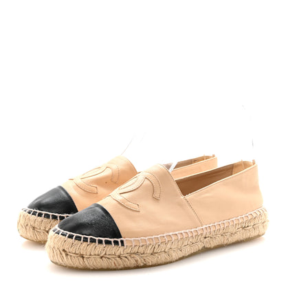 Chanel Lambskin CC Espadrilles 39 Beige Black 4 of 10