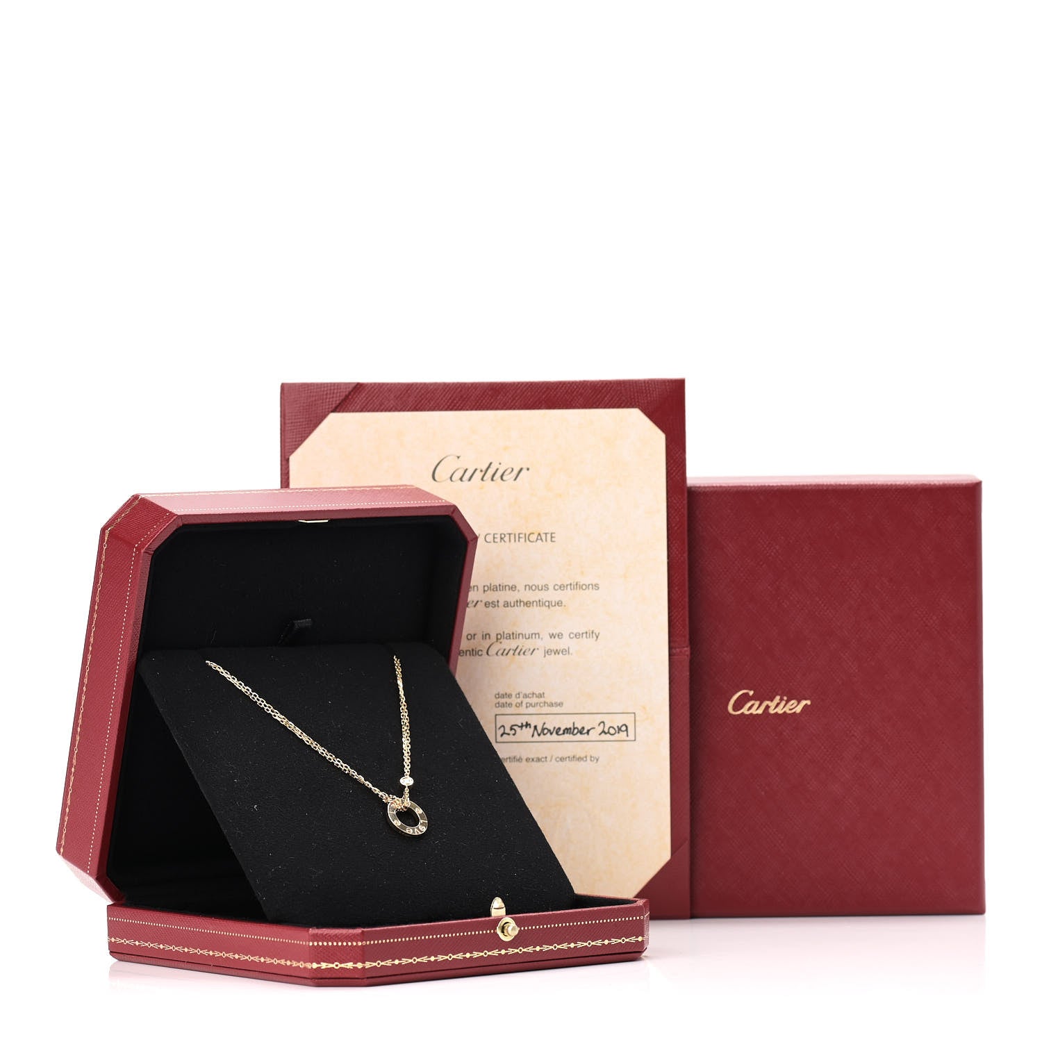 Cartier 18K Yellow Gold 2 Diamond LOVE Necklace 6 of 6
