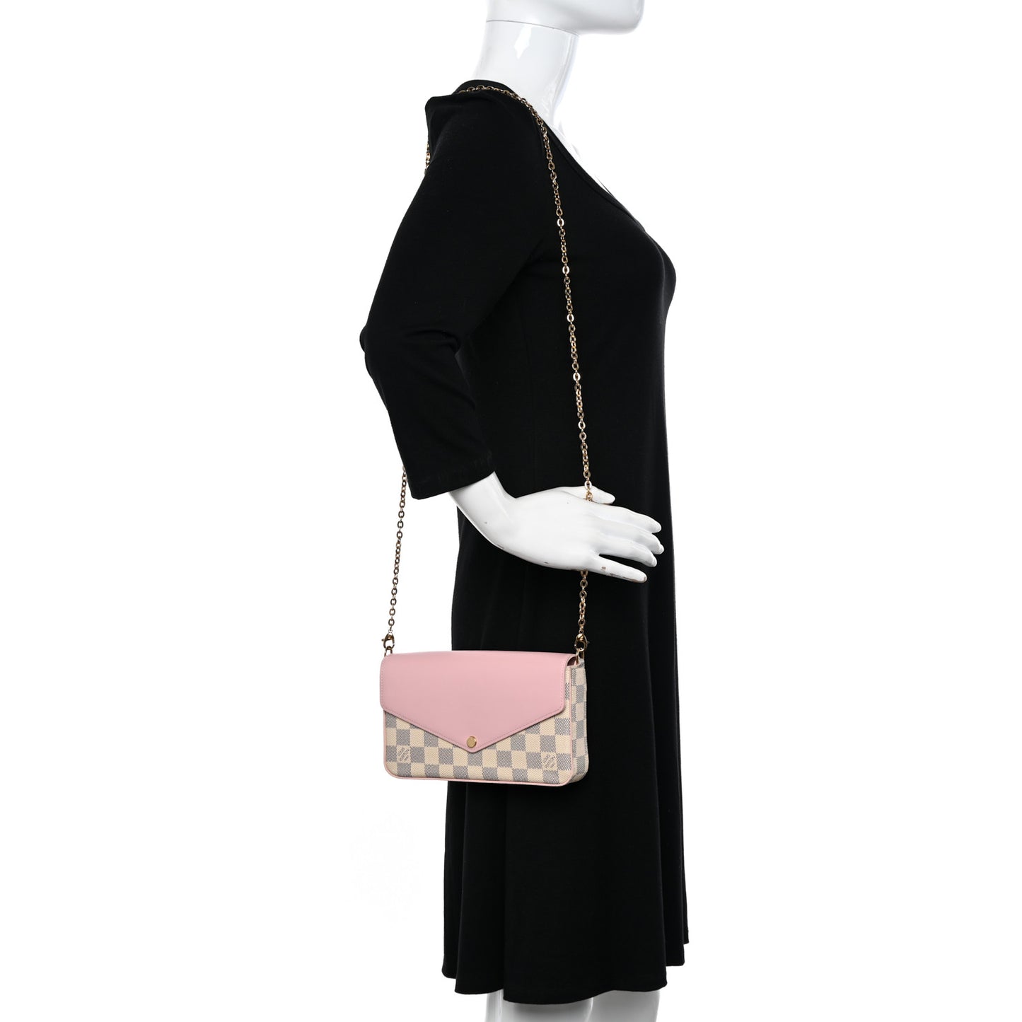 Damier Azur Calfskin Pochette Felicie Eau De Rose
