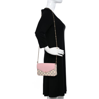 Louis Vuitton Damier Azur Calfskin Pochette Felicie Eau De Rose 2 of 11