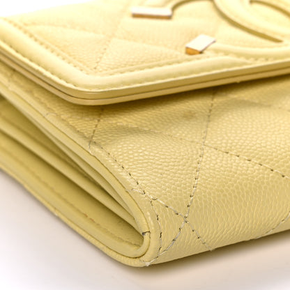 Chanel Caviar Quilted Medium Filigree Flap Wallet Yellow 10 of 14