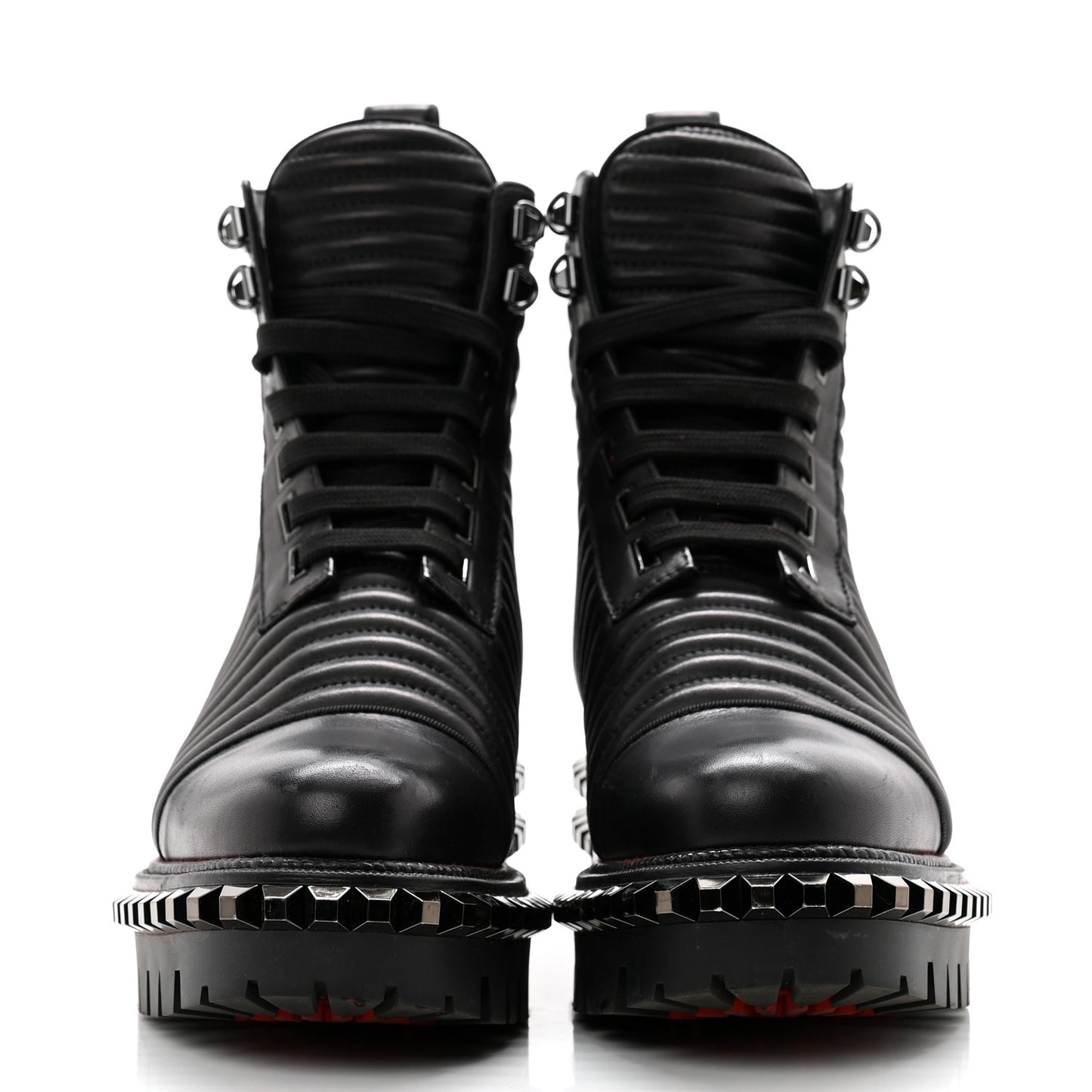 Calfskin Quilted Yetota Combat Boots 37 Black