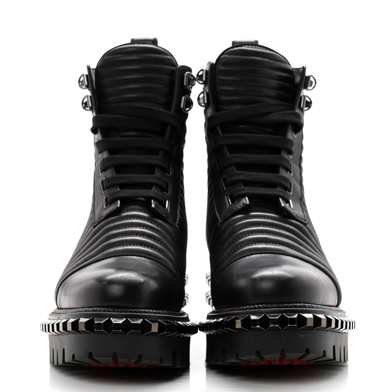 Christian Louboutin Calfskin Quilted Yetota Combat Boots 37 Black 2 of 9