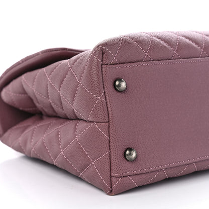 Chanel Caviar Lizard Quilted Medium Coco Handle Flap Pink 9 of 10