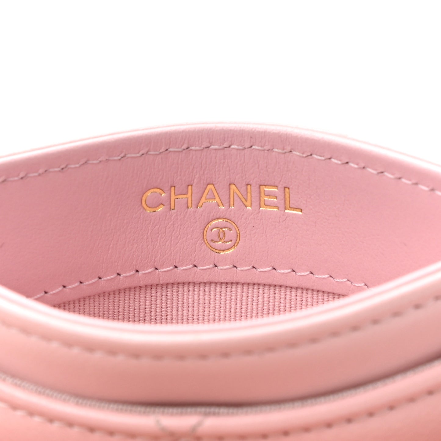 Lambskin Quilted Chanel 19 Card Holder Light Pink