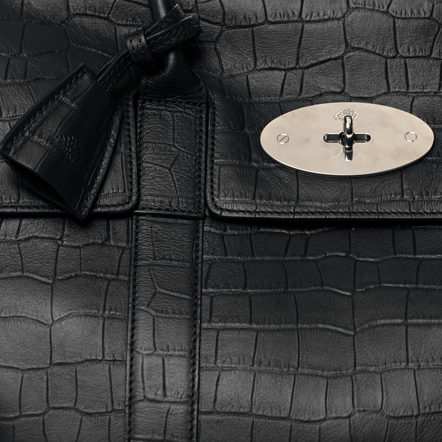 Mulberry Calfskin Crocodile Embossed Bayswater Black 7 of 12