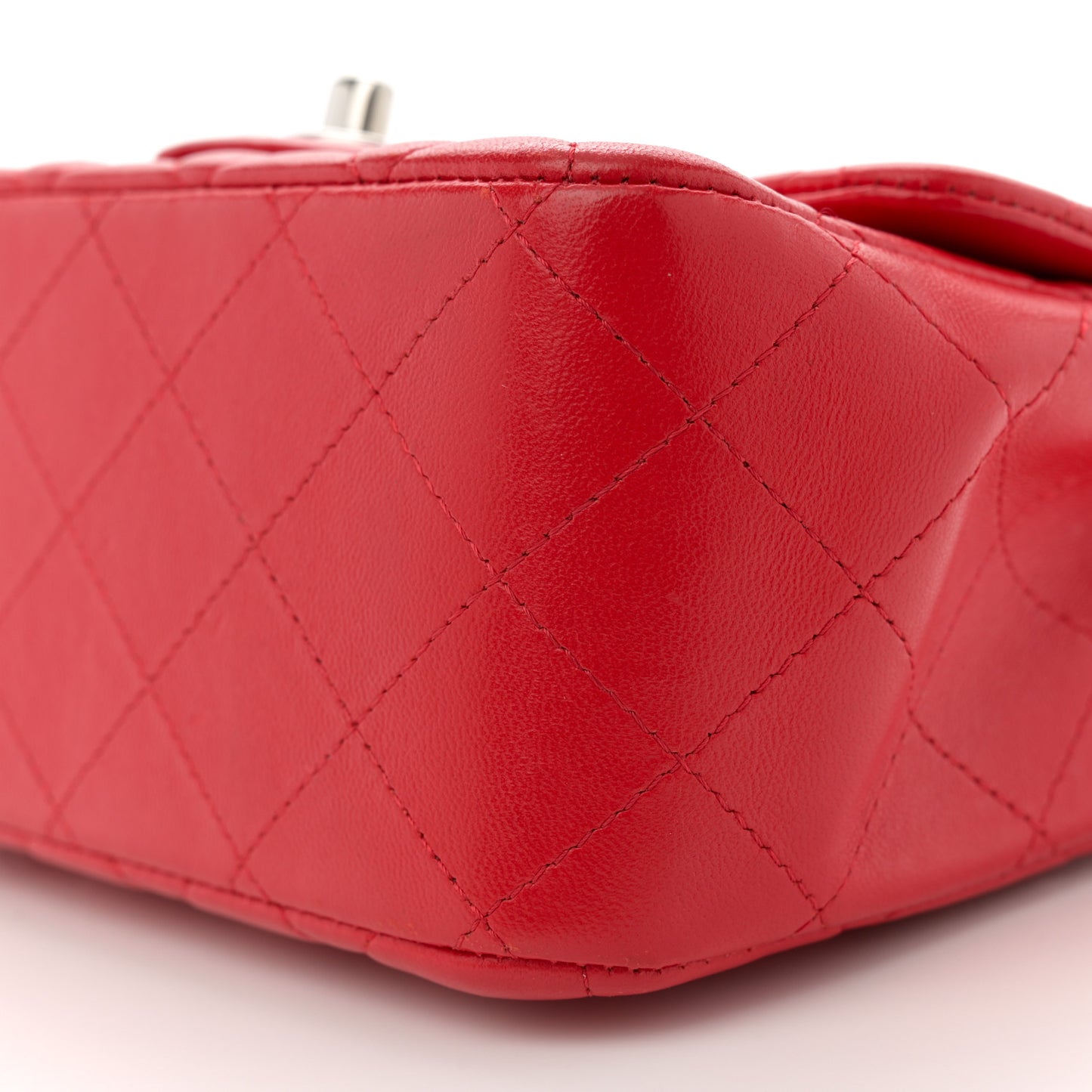 Lambskin Quilted Mini Square Flap Red