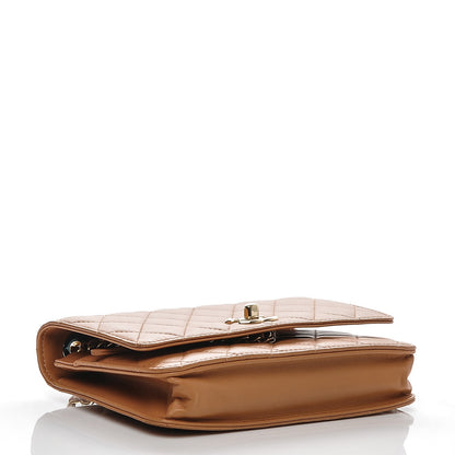 Chanel Lambskin Quilted Trendy CC Wallet On Chain WOC Camel 4 of 10
